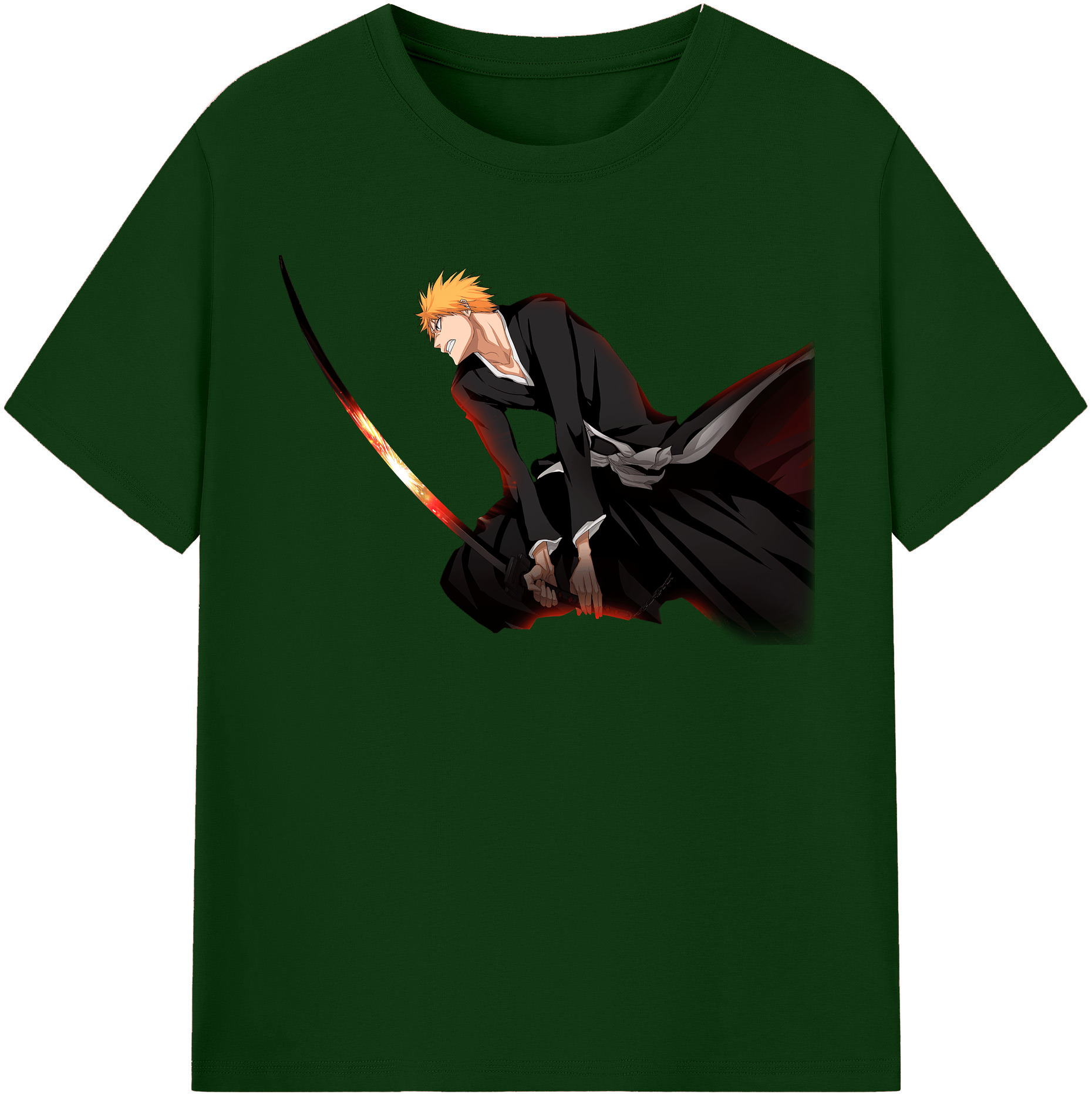 （画像用） ブリーチ 黒崎一護（くろさき いちご）BLEACH Kurosaki Ichigo 綿100％半袖Tシャツ（フロントプリント）